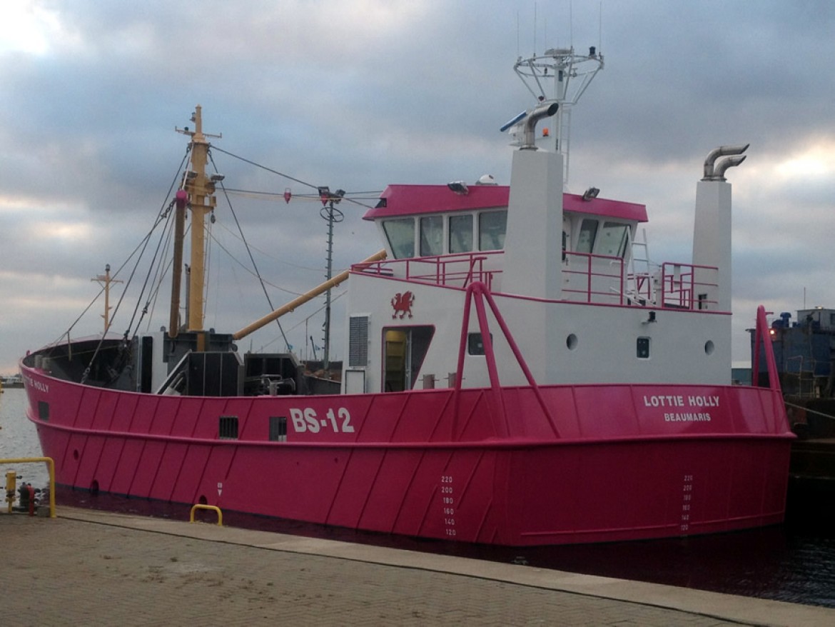 Roze vissersboot